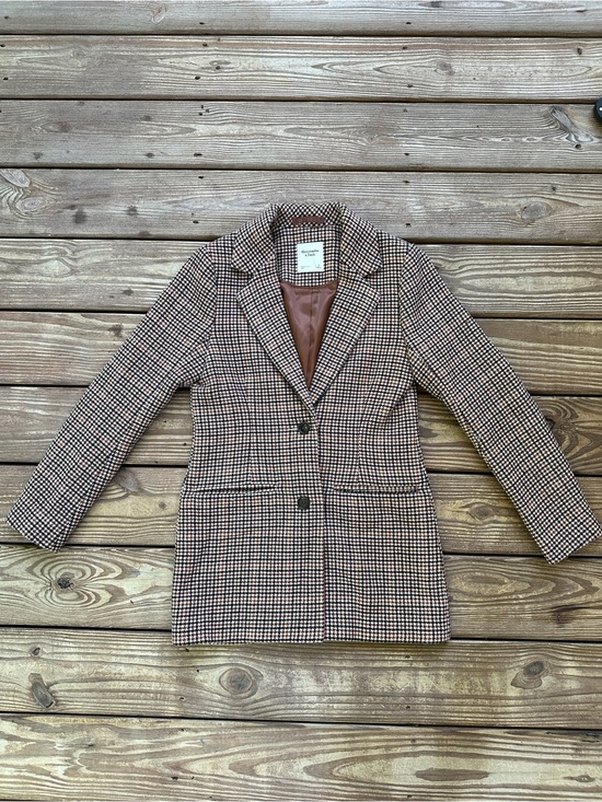 Abercrombie & Fitch Jackets & Blazers - Abercrombie & Fitch Houndstooth Plaid Blazer Jacket Brown Black Women’s Small